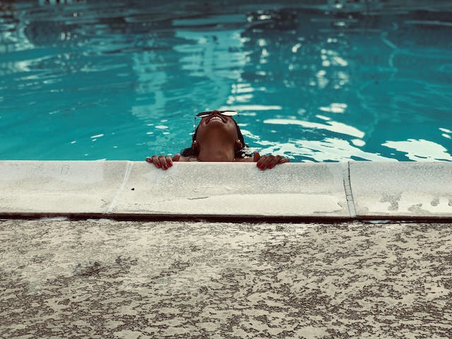person in an outdoor pool